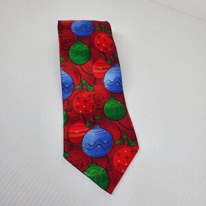 Hallmark Holiday Traditions Christmas Silk Necktie Holly and Christmas Ball Tie